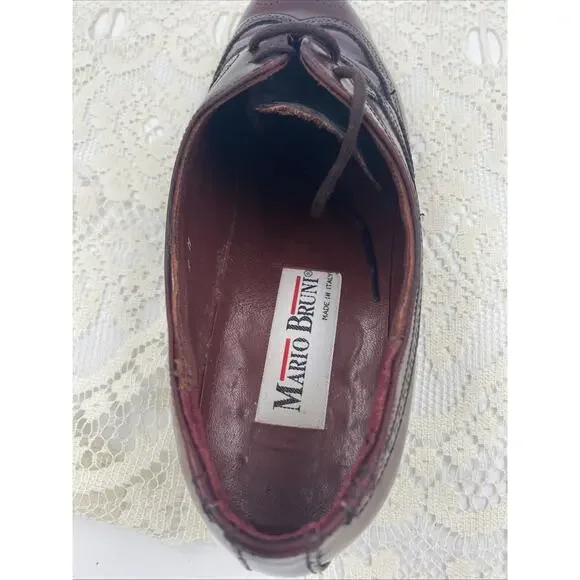 Men's Mario Bruni Oxford dress shoes - size 8 1/2 M- Brown leather - Picture 5 of 12